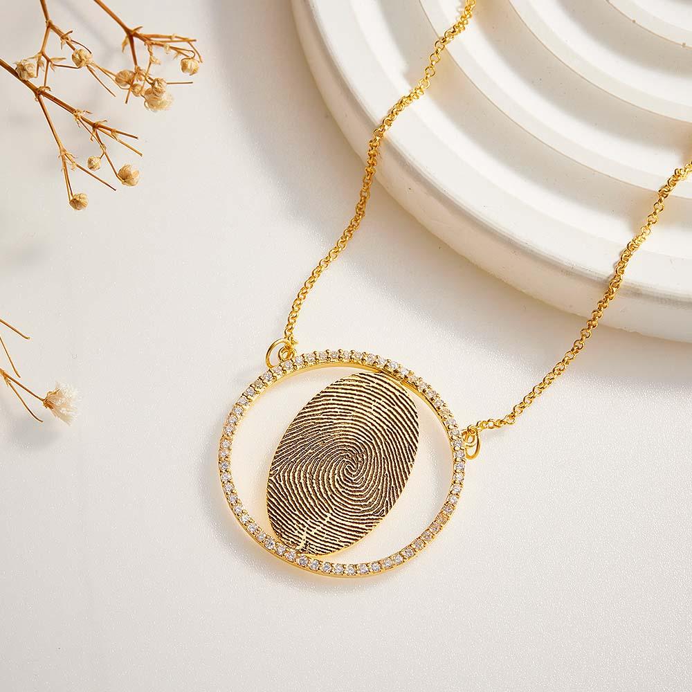 Custom Fingerprint Necklace 18k Gold Plated Personalized Fingerprint Jewelry Memorial Gifts