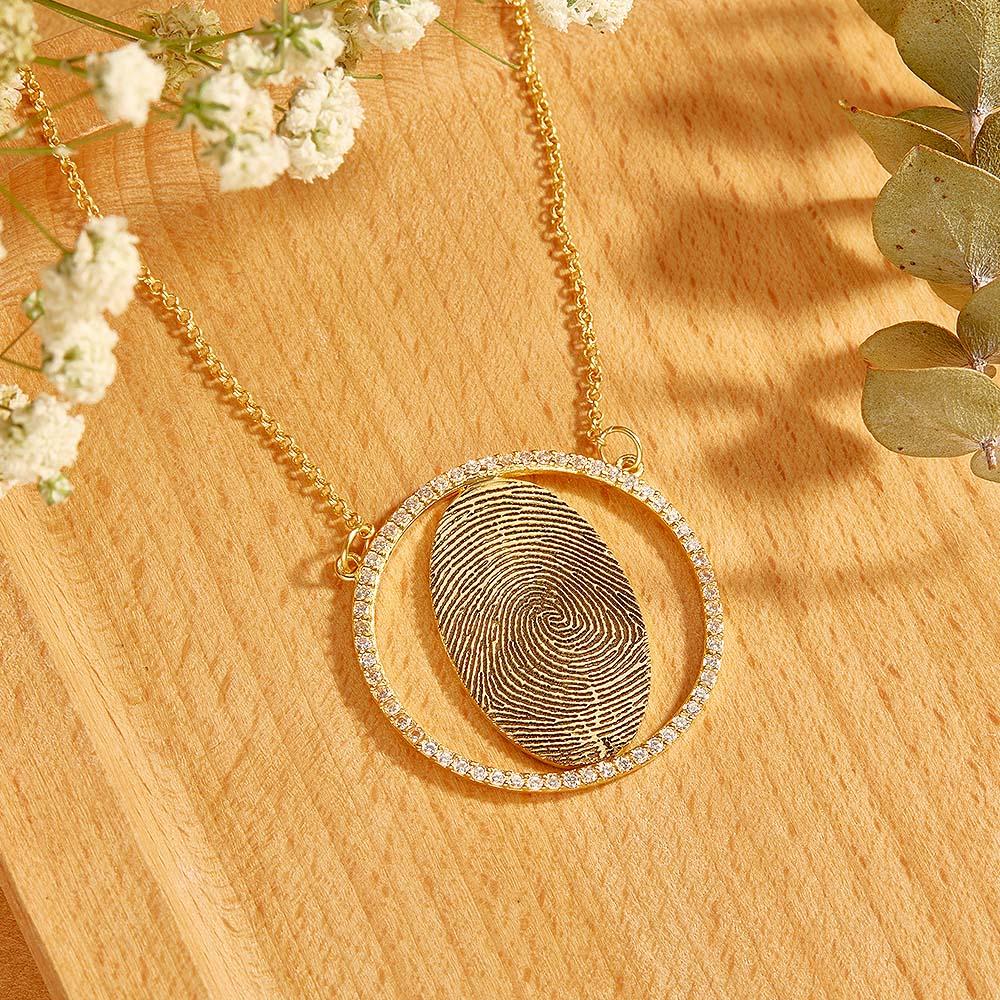 Custom Fingerprint Necklace 18k Gold Plated Personalized Fingerprint Jewelry Memorial Gifts