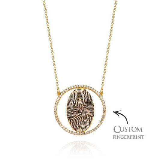 Custom Fingerprint Necklace 18k Gold Plated Personalized Fingerprint Jewelry Memorial Gifts