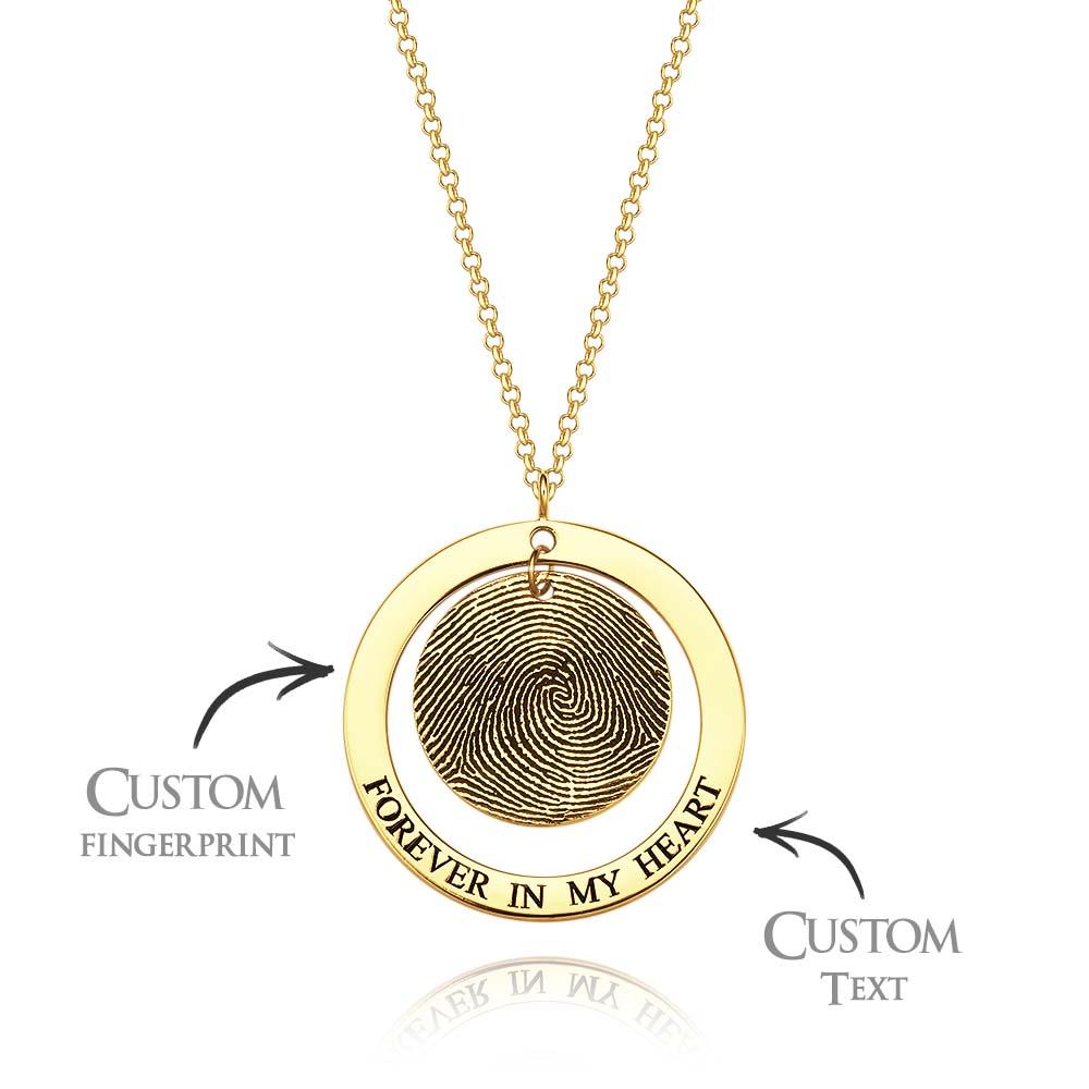 Custom Fingerprint Necklace Personalized Text Fingerprint Jewelry Keepsake Gifts