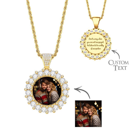Hip Hop Photo Necklace Exaggerate Iced Out Pendant Jewelry Gifts For Men