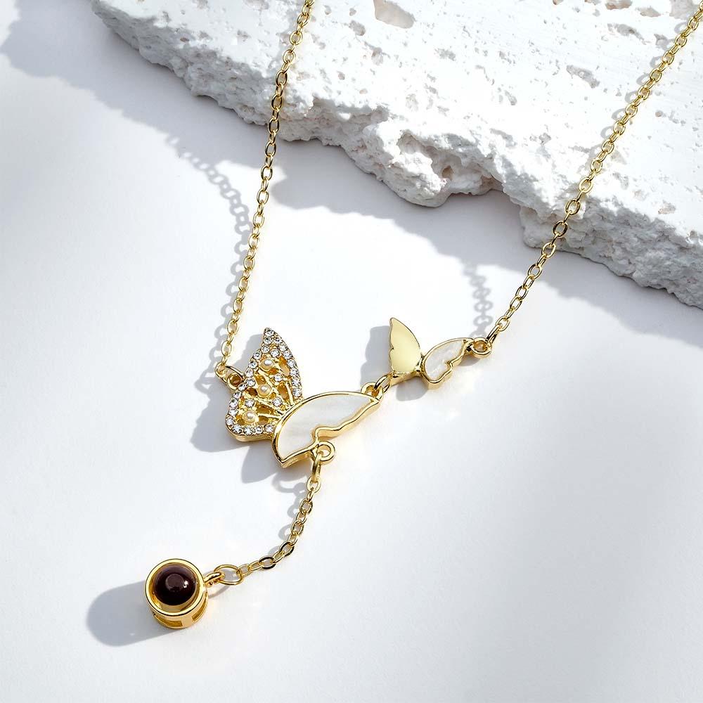 Custom Butterfly Projection Necklace Exquisite Romantic Gift for Her