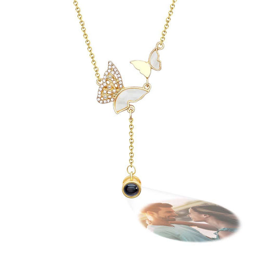 Custom Butterfly Projection Necklace Exquisite Romantic Gift for Her