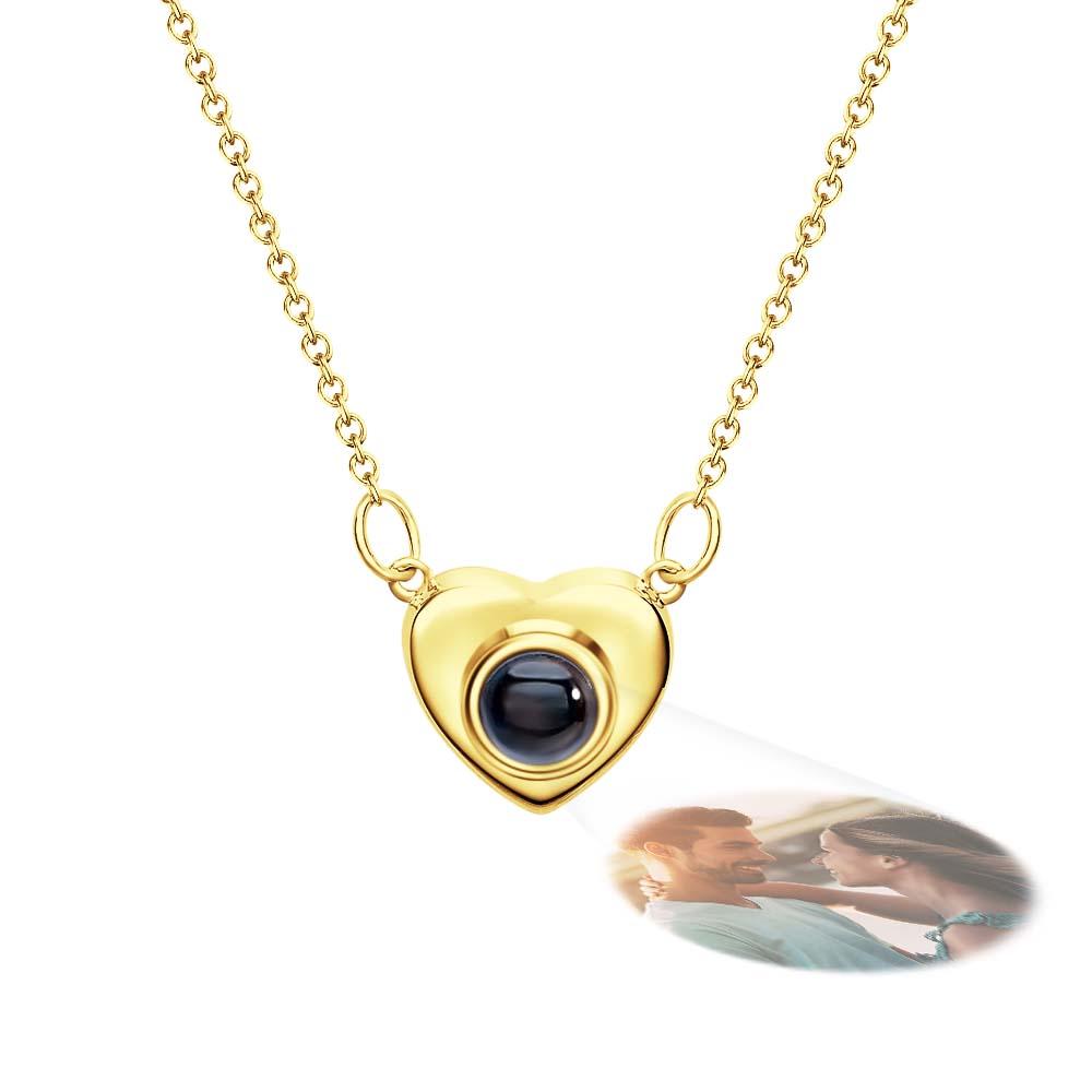 Custom Photo Neckalce I LOVE YOU Projection Heart Gift for Her