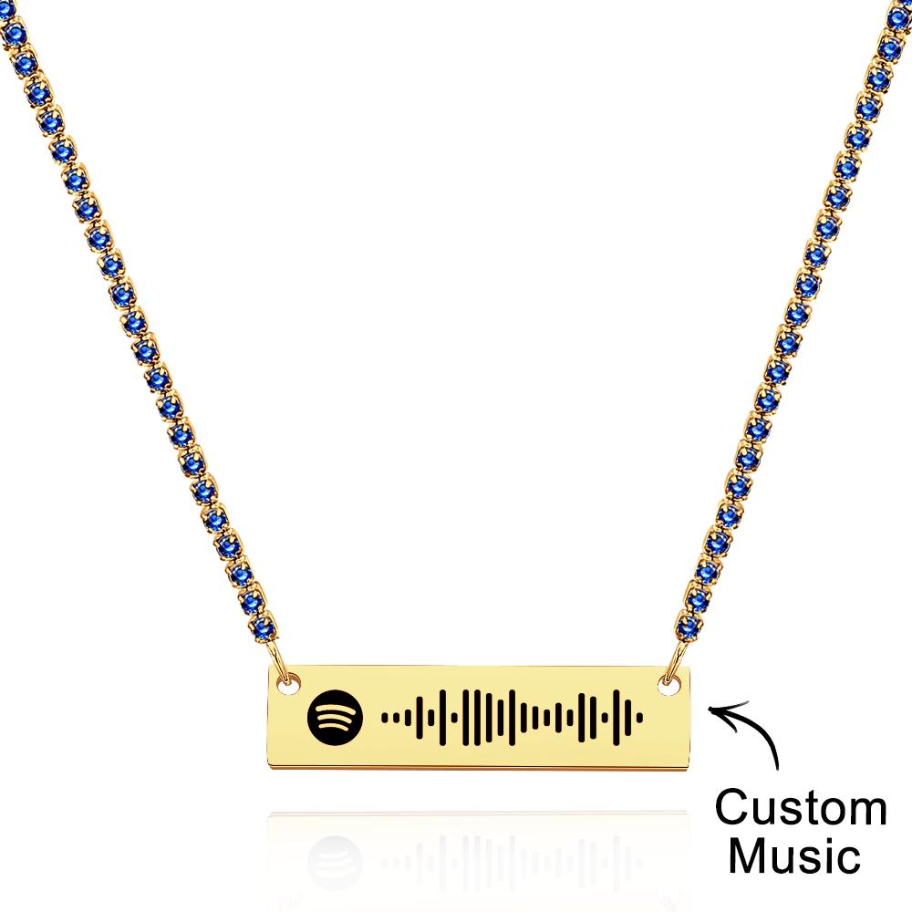Scannable Spotify Code Bar Necklace Tennis Chain Fashion Gift
