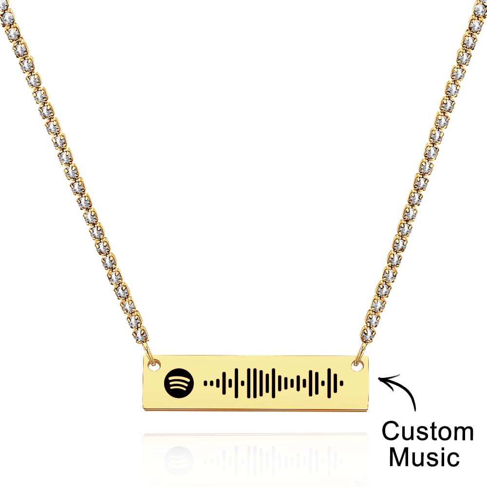 Scannable Spotify Code Bar Necklace Tennis Chain Fashion Gift