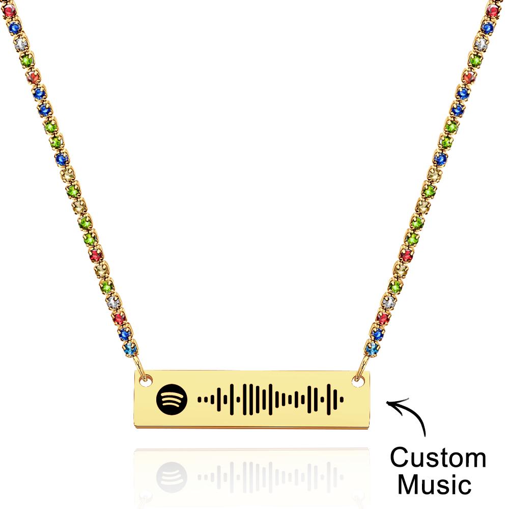 Scannable Spotify Code Bar Necklace Tennis Chain Fashion Gift