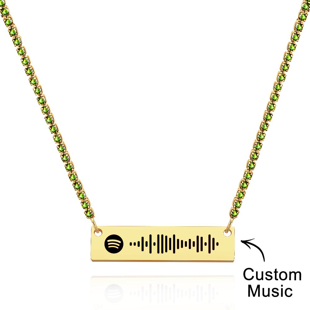 Scannable Spotify Code Bar Necklace Tennis Chain Fashion Gift