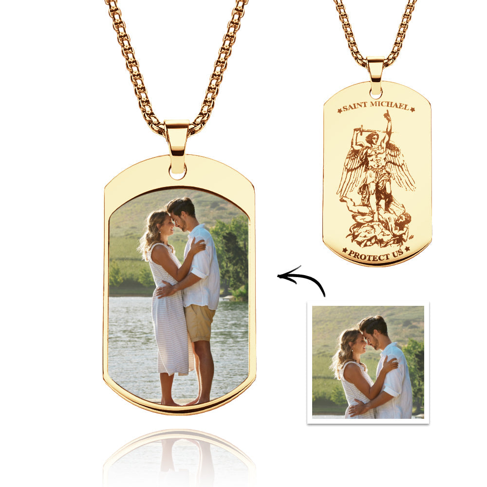 Custom Photo Necklace Archangel Saint Michael Jewelry Pendant