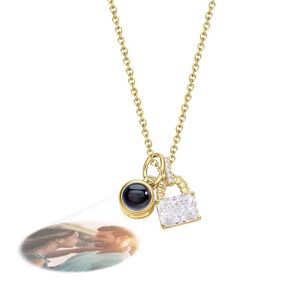Custom Projection Necklace Crystal Lock Romantic Gift