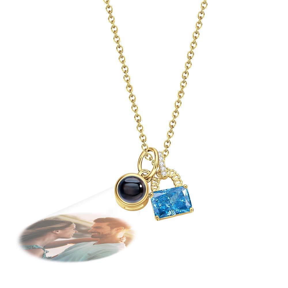 Custom Projection Necklace Crystal Lock Romantic Gift
