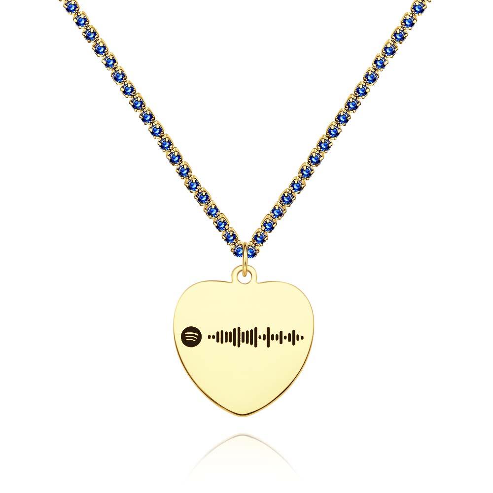 Custom Spotify Code Necklace Tennis Chain Engraved Necklace Gifts For Couple's