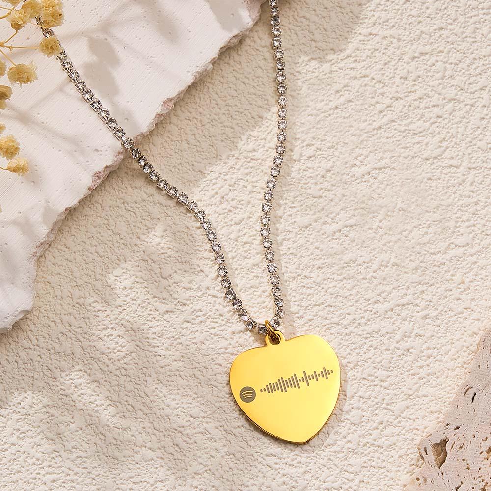 Custom Spotify Code Necklace Tennis Chain Engraved Necklace Gifts For Couple's