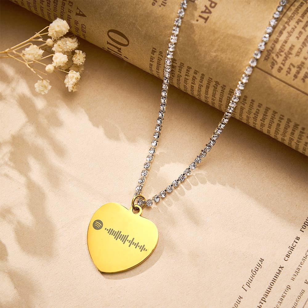 Custom Spotify Code Necklace Tennis Chain Engraved Necklace Gifts For Couple's