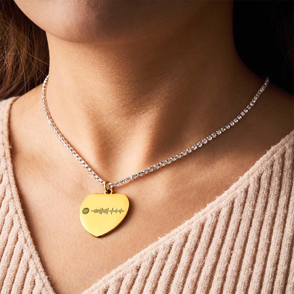 Custom Spotify Code Necklace Tennis Chain Engraved Necklace Gifts For Couple's
