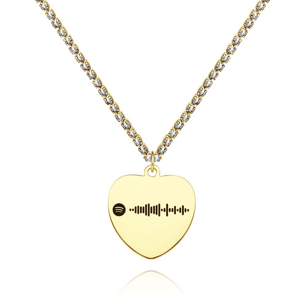 Custom Spotify Code Necklace Tennis Chain Engraved Necklace Gifts For Couple's