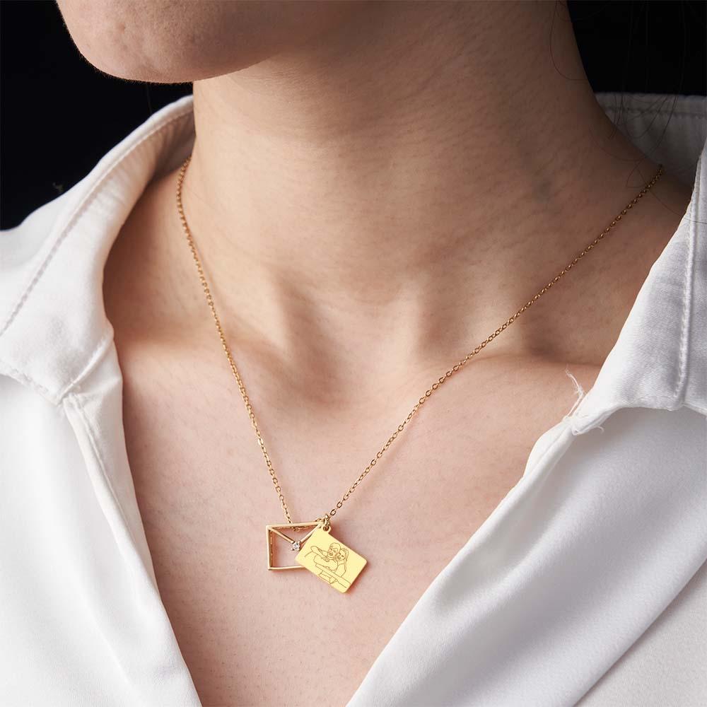 Custom Photo Envelope Letter Necklace