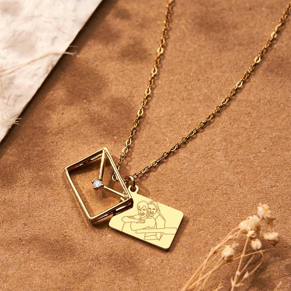 Custom Photo Envelope Letter Necklace