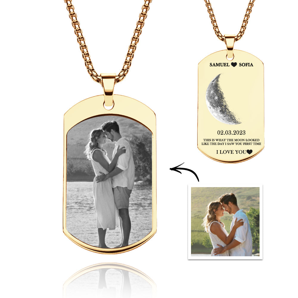 Custom Moon Phase Necklace Stylish Personalized Photo Pendant Valentine's Day Gift