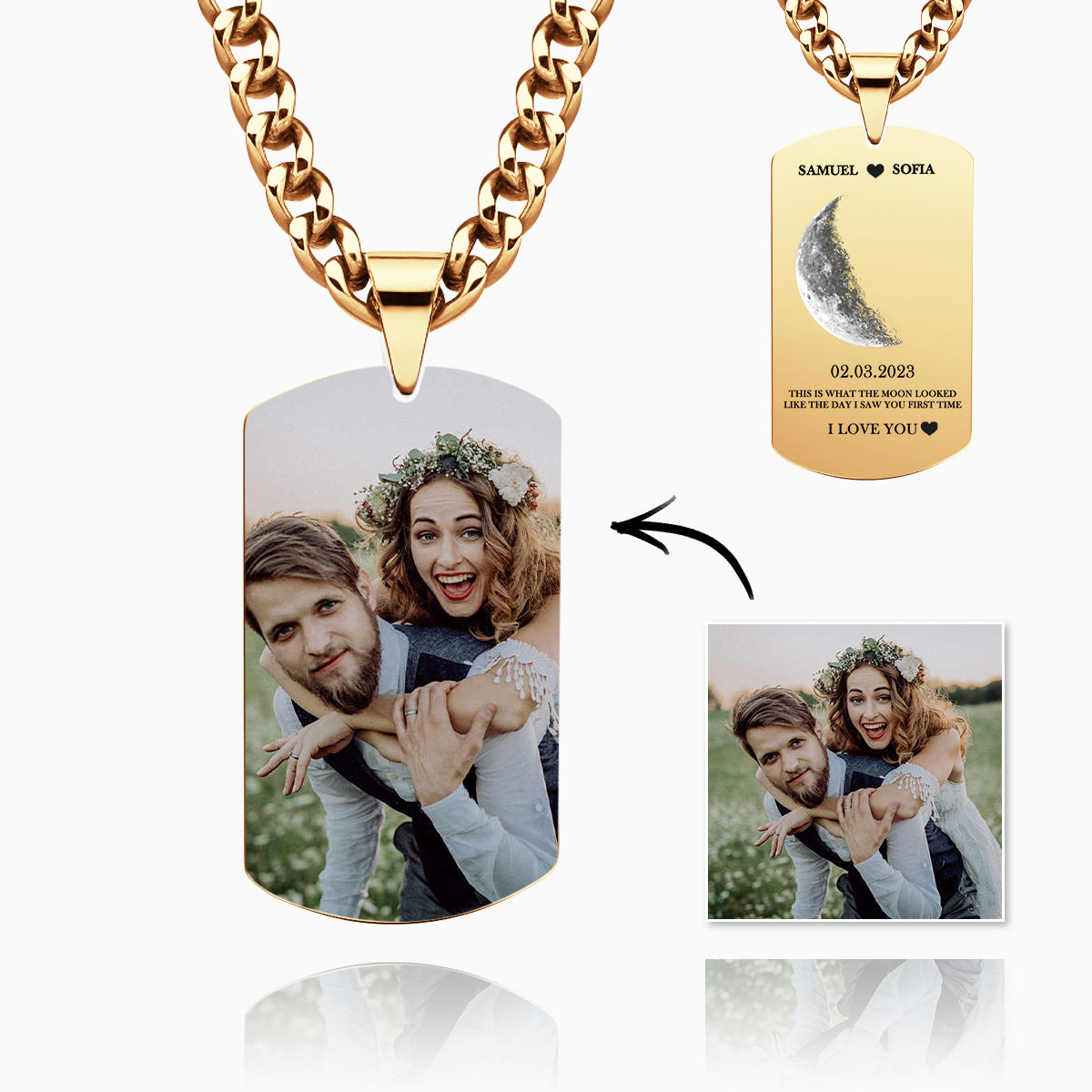 Personalized Moon Phase Photo Necklace Chic Chain Necklace Gifts For Lovers