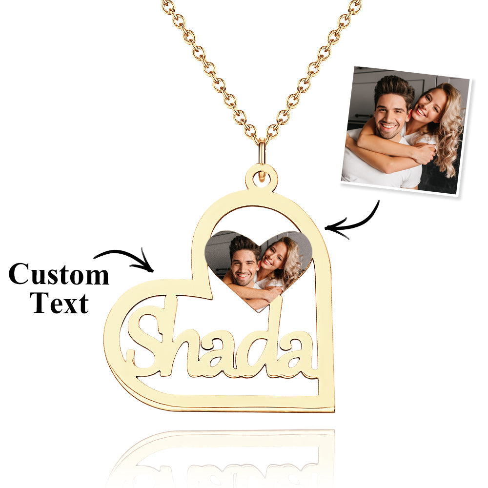 Personalized Heart-shaped Name Photo Necklace