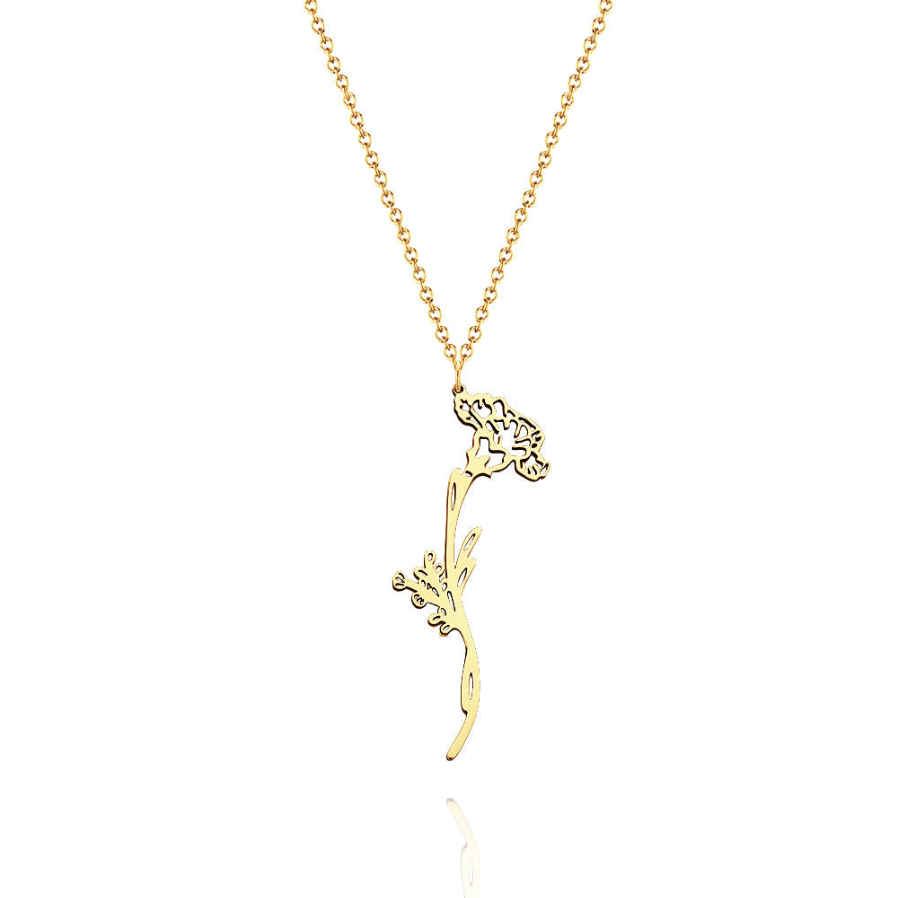 Personalized Combined Birth Flower Bouquet Necklace Gift for Mom