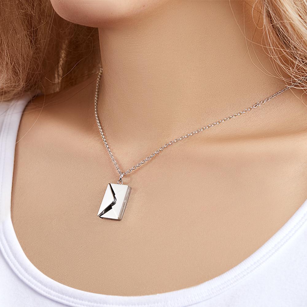 Custom Engraved Necklace Envelope Letter Secret Necklace Message Creative Gifts for Her