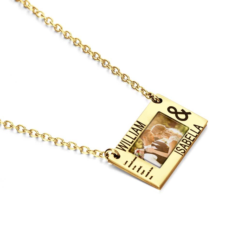 Personalized Carve Words and Photos Necklace Gift Creative Romance Gift for Valentine Lovers Family Festival Necklace