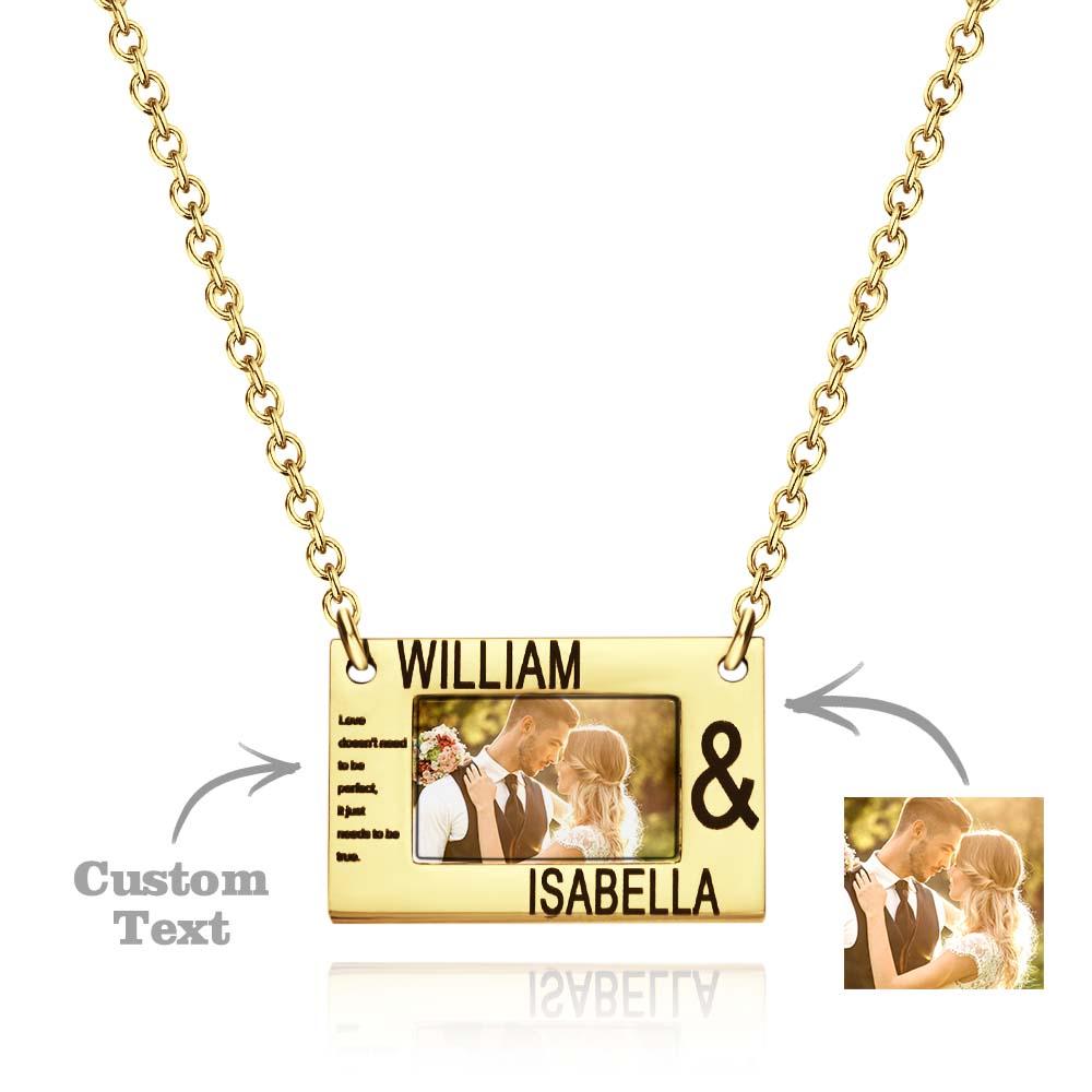 Personalized Carve Words and Photos Necklace Gift Creative Romance Gift for Valentine Lovers Family Festival Necklace