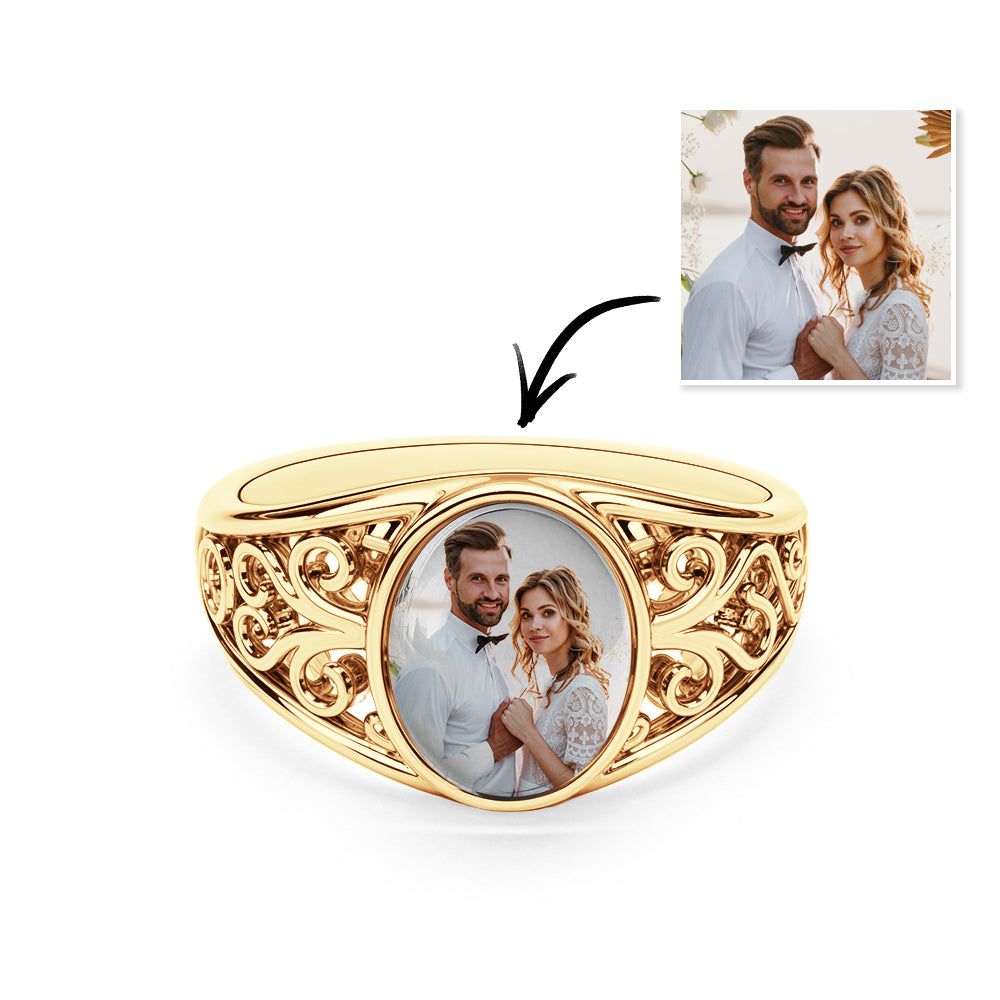 Custom Cutout Photo Rings Personalized Photo Jewelry Valentine's Day Gifts for Couple