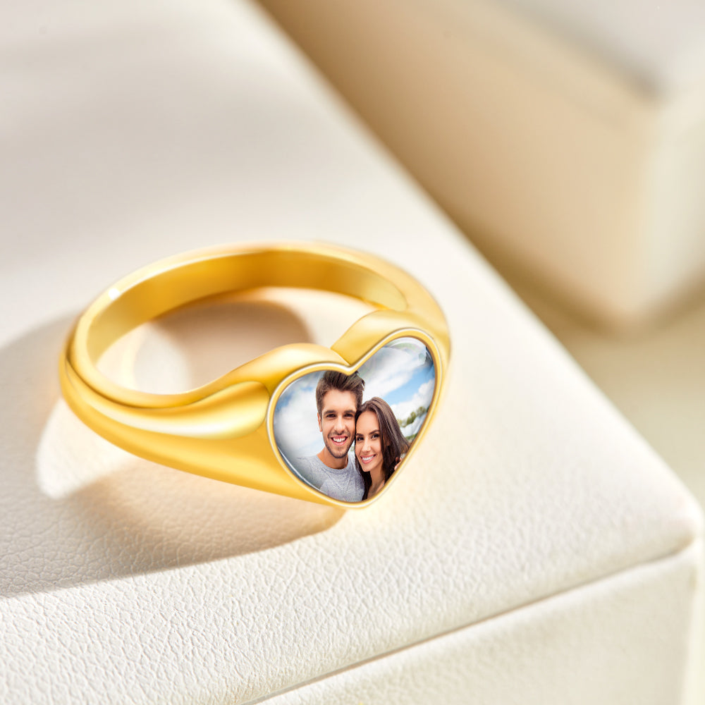 Heart-shaped Photo Ring personalized Women's Jewelry Mother's Day Gifts