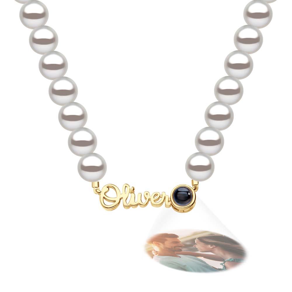 Custom Name Necklace Projection Pearl Chain Valentine's Day Gift