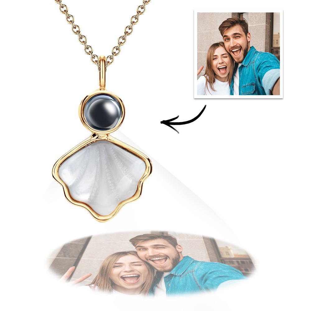 Seashell Projection Necklace Personalized Picture Inside Pendant Minimalist Pet Memorial Jewelry Trendy Best Friend Gift