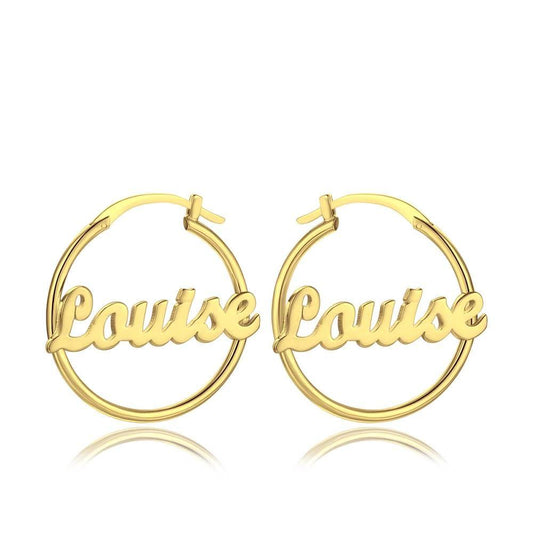 Personalized Name Earrings Unique Gift 14K Gold Plated