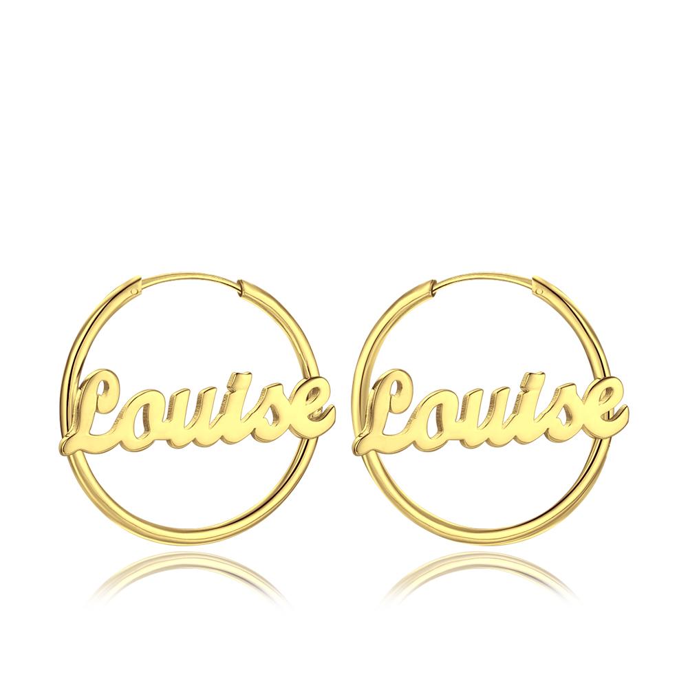 Personalized Name Earrings Unique Gift 14K Gold Plated