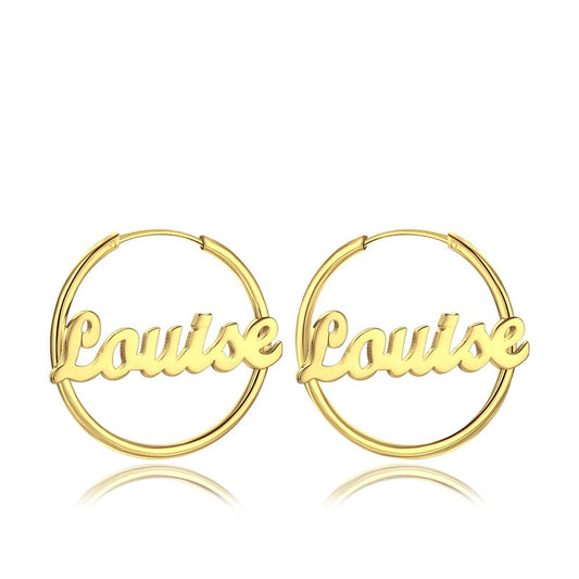 Personalized Name Earrings Unique Gift 14K Gold Plated