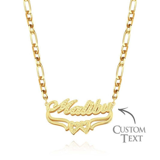 Personalized Hip Hop Name Necklace Double Heart Necklace Fashion Jewelry Gifts for Men