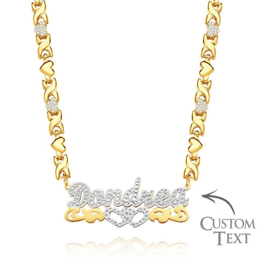 Personalized Hip Hop Name Necklace Hollow Out Heart Necklace Gifts for Men