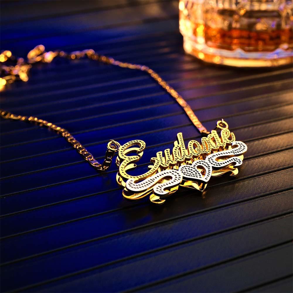 Personalized Name Necklace Fashion Love Heart Decor Necklace Gifts for Men