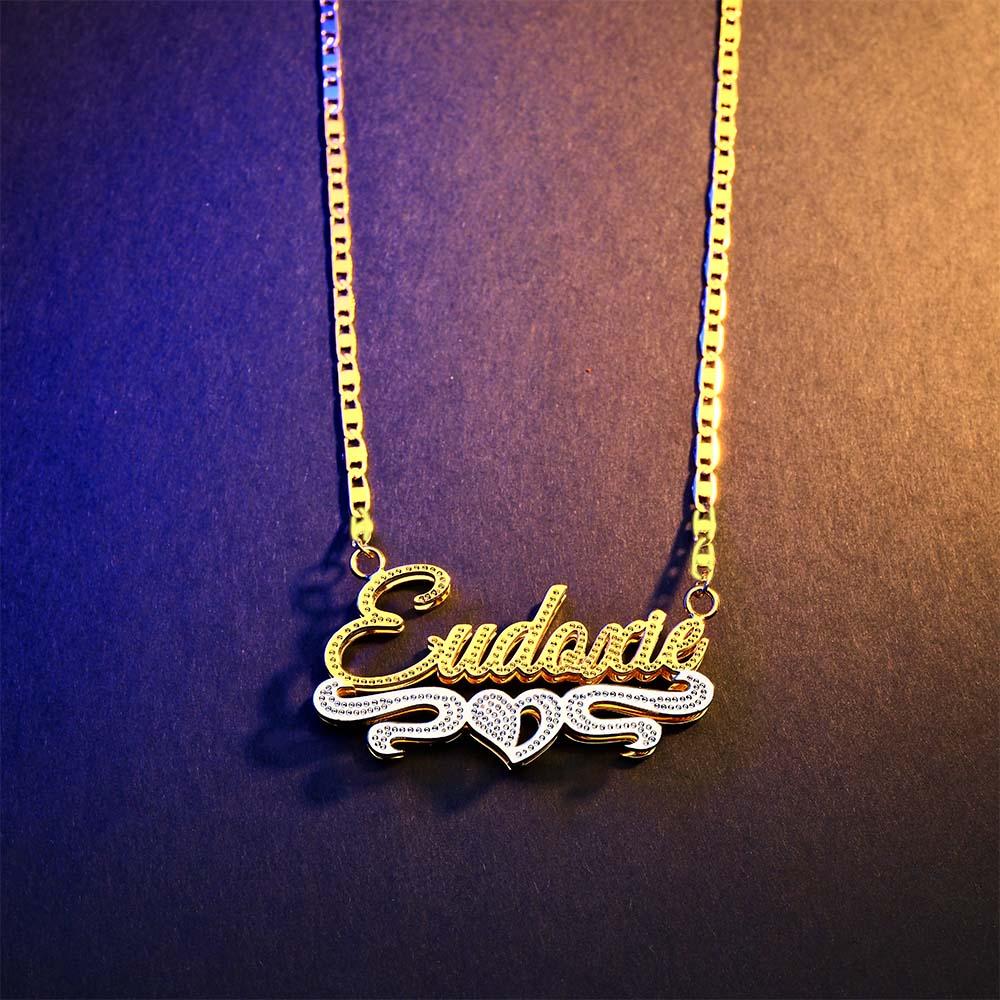 Personalized Name Necklace Fashion Love Heart Decor Necklace Gifts for Men