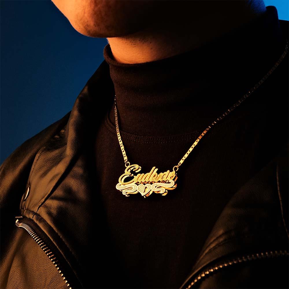 Personalized Name Necklace Fashion Love Heart Decor Necklace Gifts for Men