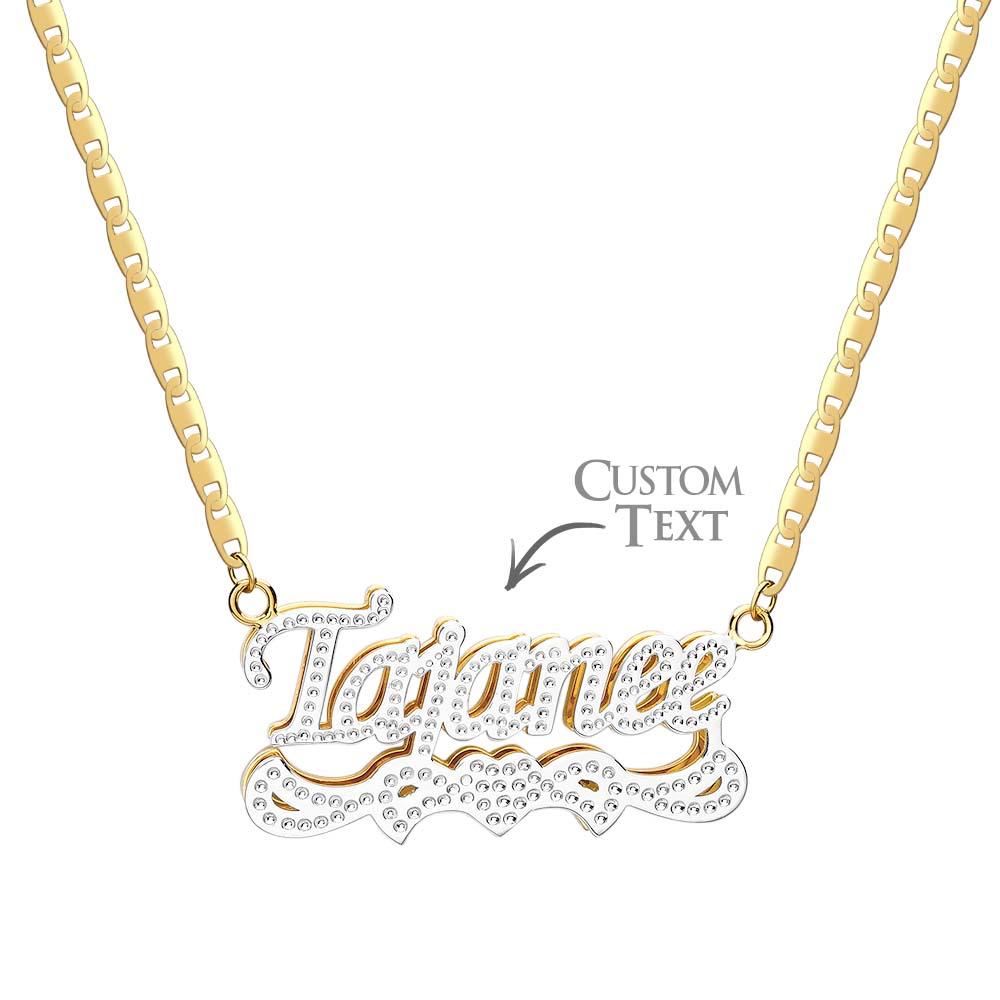 Personalized Name Necklace Bling Metal Heart Decor Necklace Gifts for Men