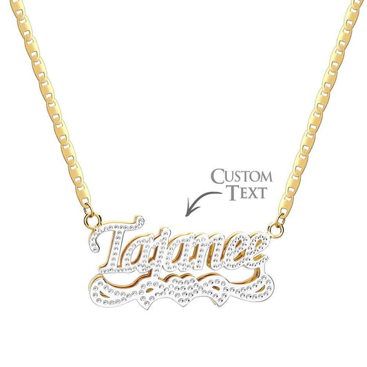 Personalized Name Necklace Bling Metal Heart Decor Necklace Gifts for Men