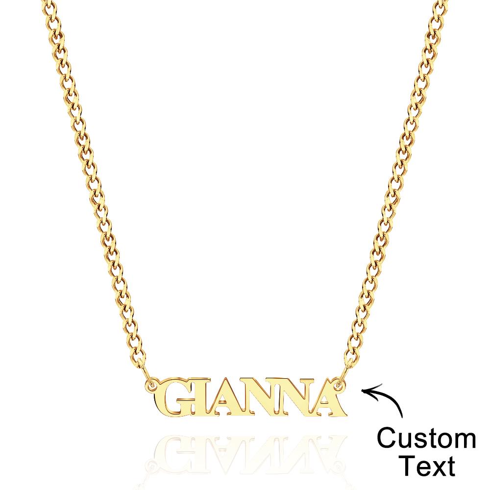 Custom Slanted Minimalist Name Necklace Dainty Couple Gift