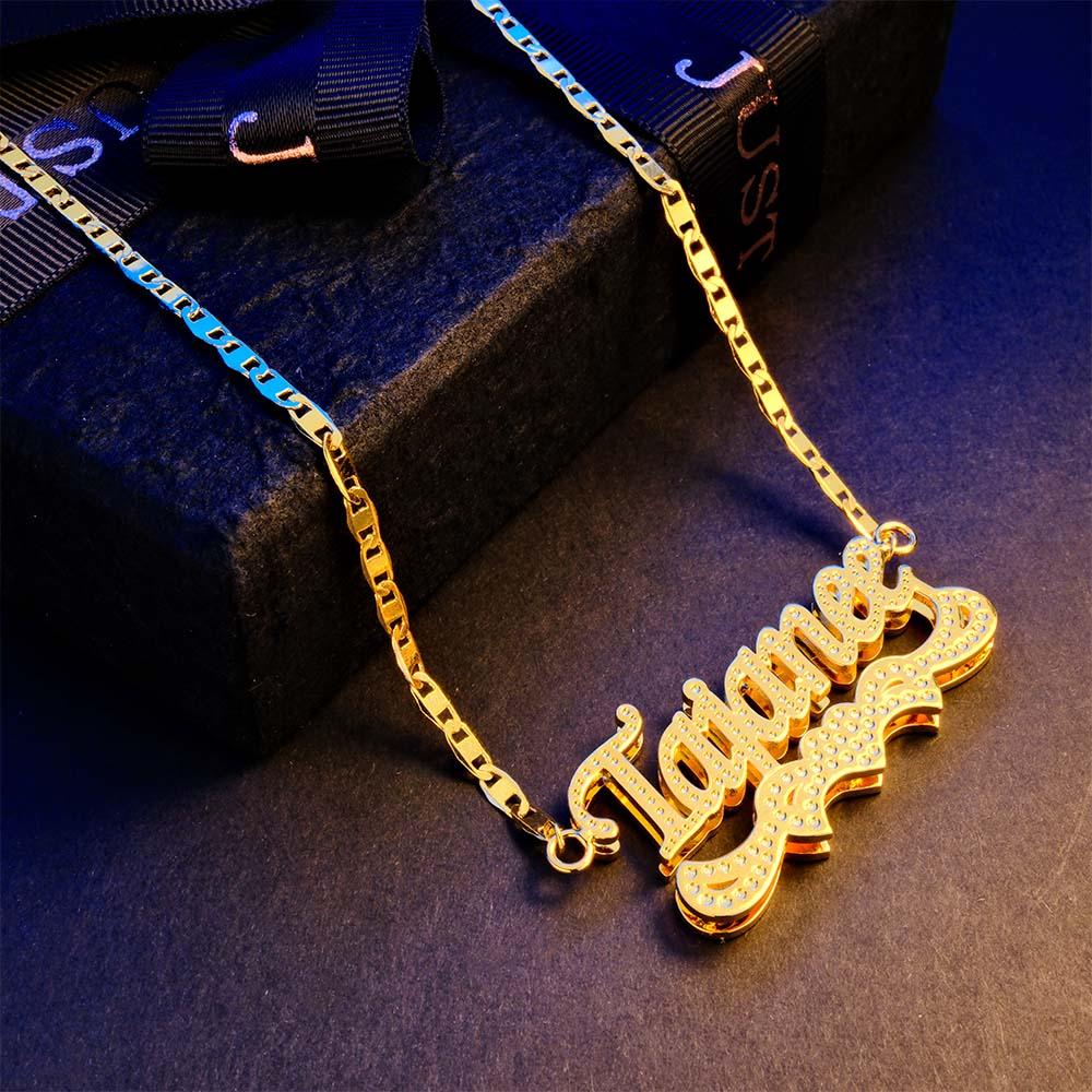 Custom Name Necklace Hip Hop Fashion Heart Decor Necklace Gifts for Him