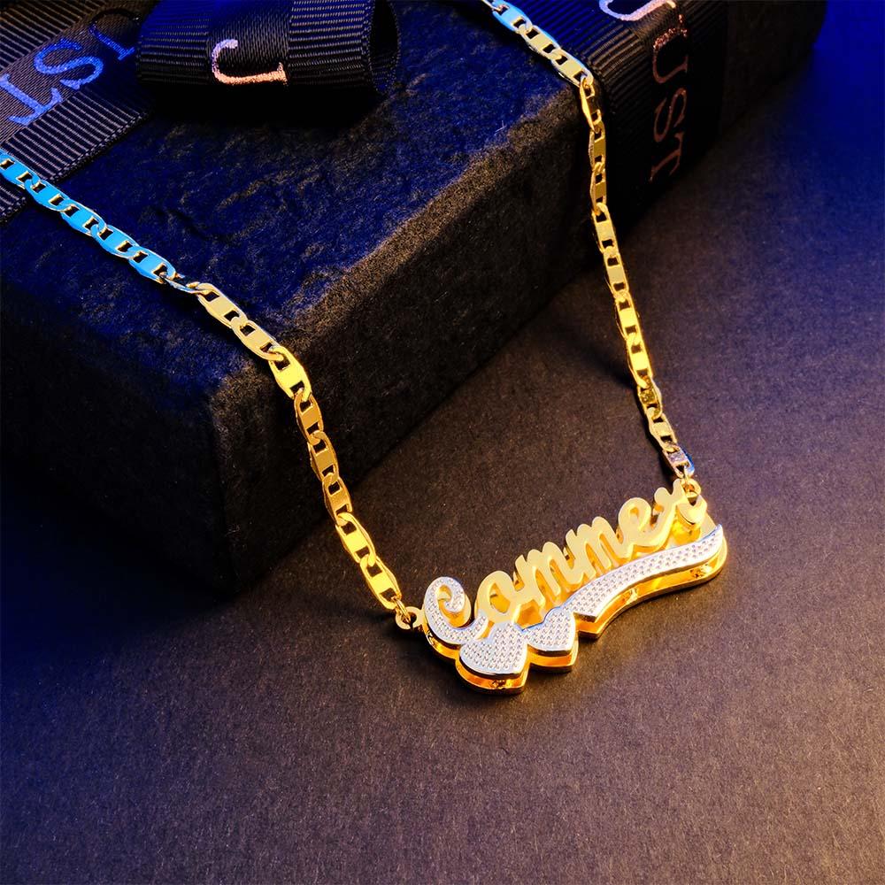 Custom Name Necklace Hip Hop Initial Letter Bling Metal Necklace Gifts for Him
