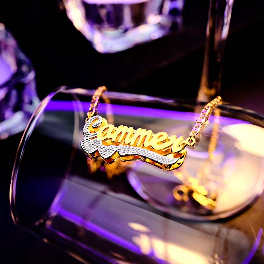Custom Name Necklace Hip Hop Initial Letter Bling Metal Necklace Gifts for Him