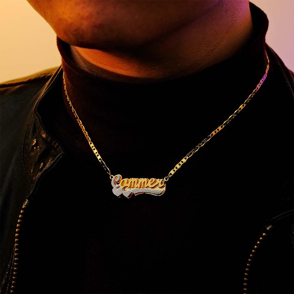 Custom Name Necklace Hip Hop Initial Letter Bling Metal Necklace Gifts for Him