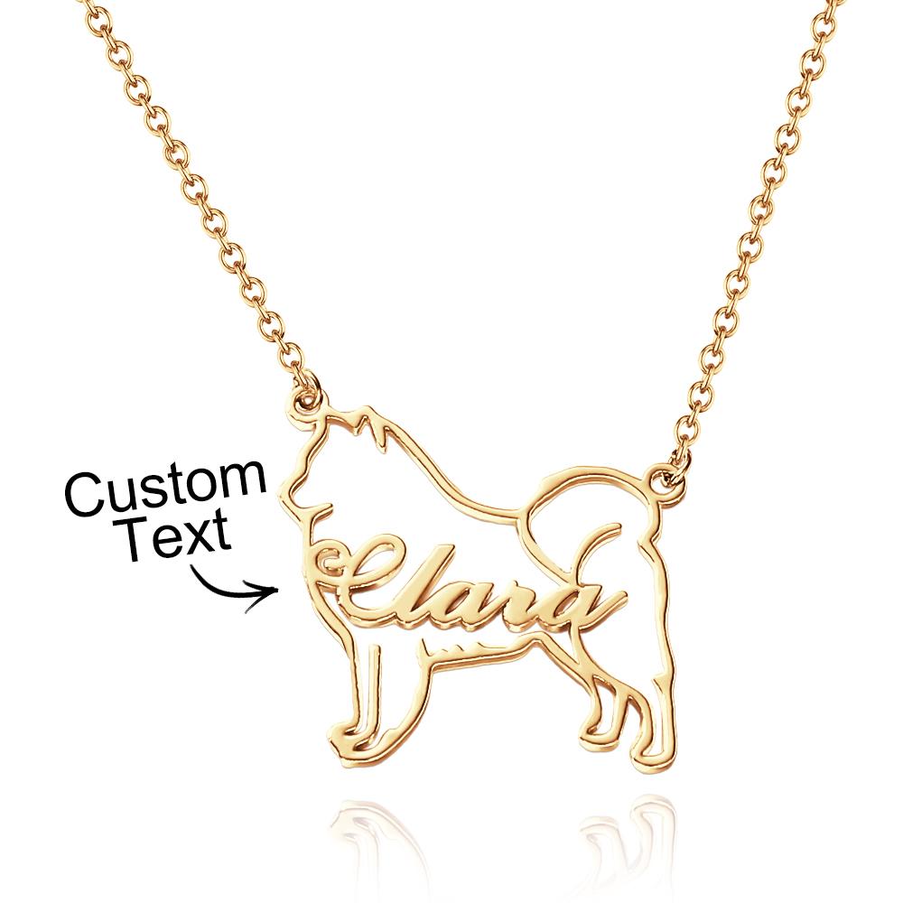 Custom Dog Contour Name Necklace Creative  Memorial Gifts For Dog Lovers