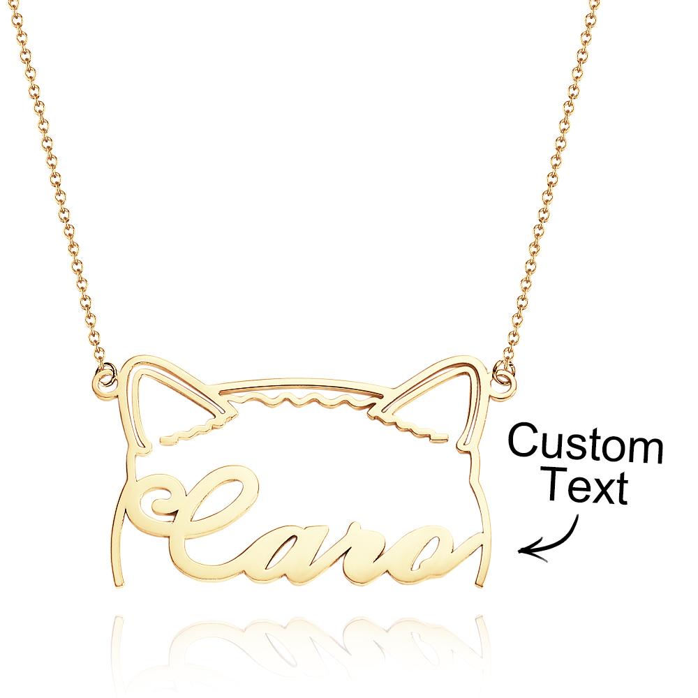 Custom Pet Silhouette Name Necklace Cute Dog Cat Modeling Jewelry Gift for Pet Lover
